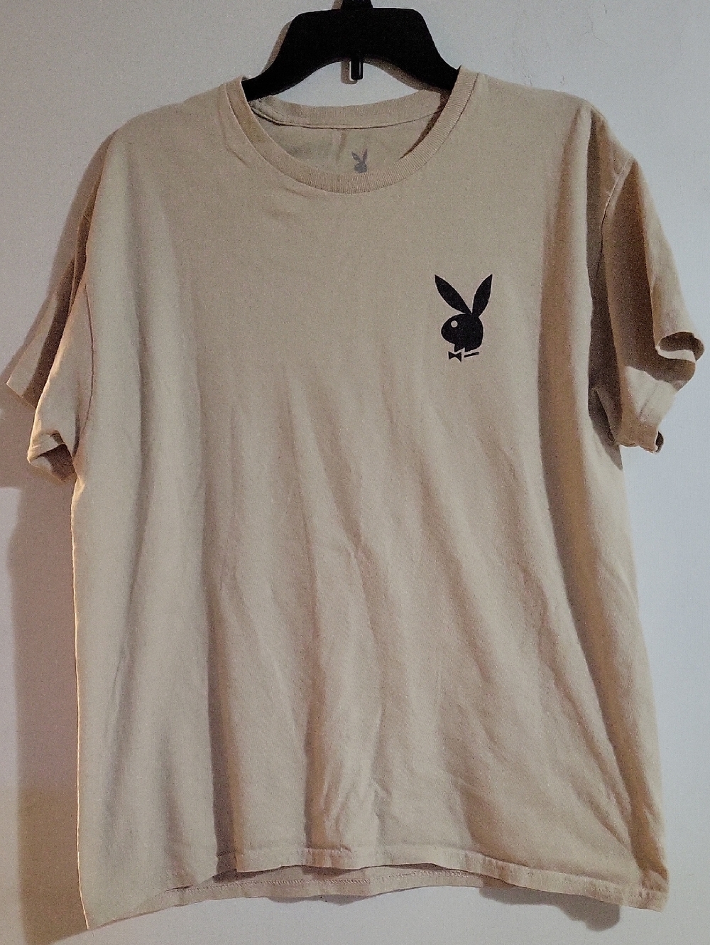 PLAYBOY Beige Tee with Black Bunny Chest Logo